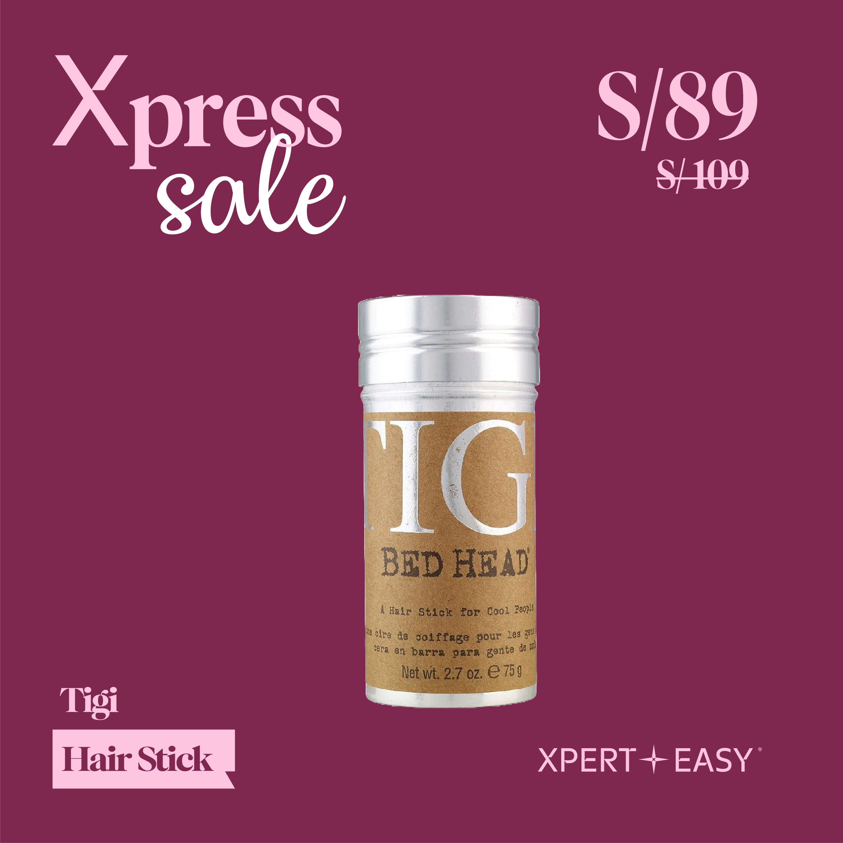 BED HEAD HAIR STICK WAX PARA CLEAN LOOK