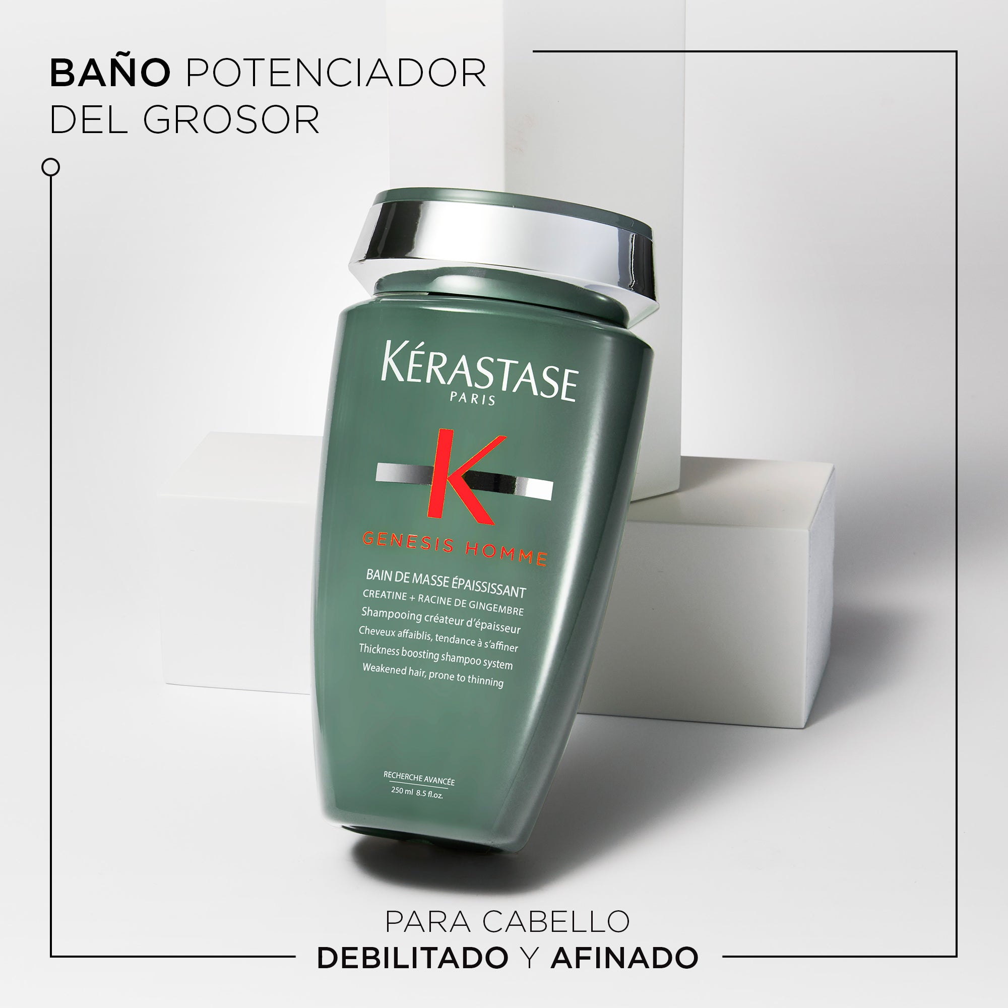 Shampoo para cabello debilitado con tendencia a afinarse Bain de Masse Épaisissant Genesis Homme 250ml
